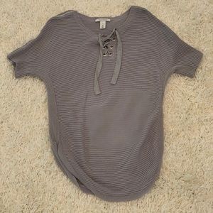 WHBM Short-Sleeve Grey Sweater - Size Small